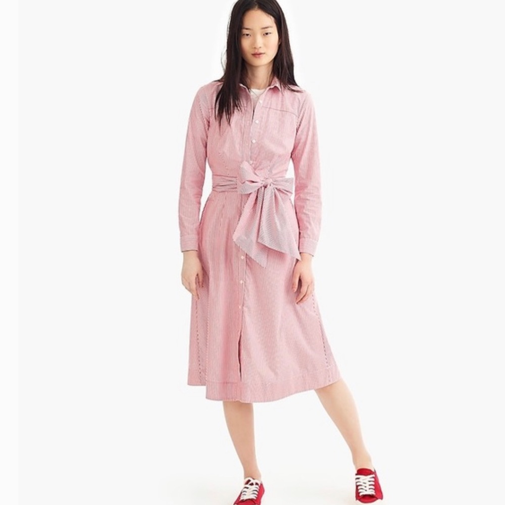 Jcrew Tie-waist shirtdress in stripe